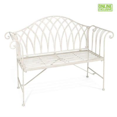 Victoria 2-Seater Metal Bench - Antique White Victoria 2-Seater Metal Bench - Antique White